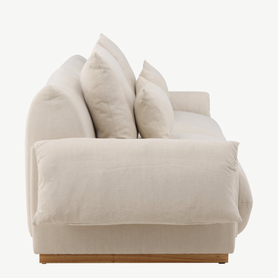 Kolmekohaline beež linasegukangaga diivan Mollösund (tammepuidust jalad), 61803-256 – 2