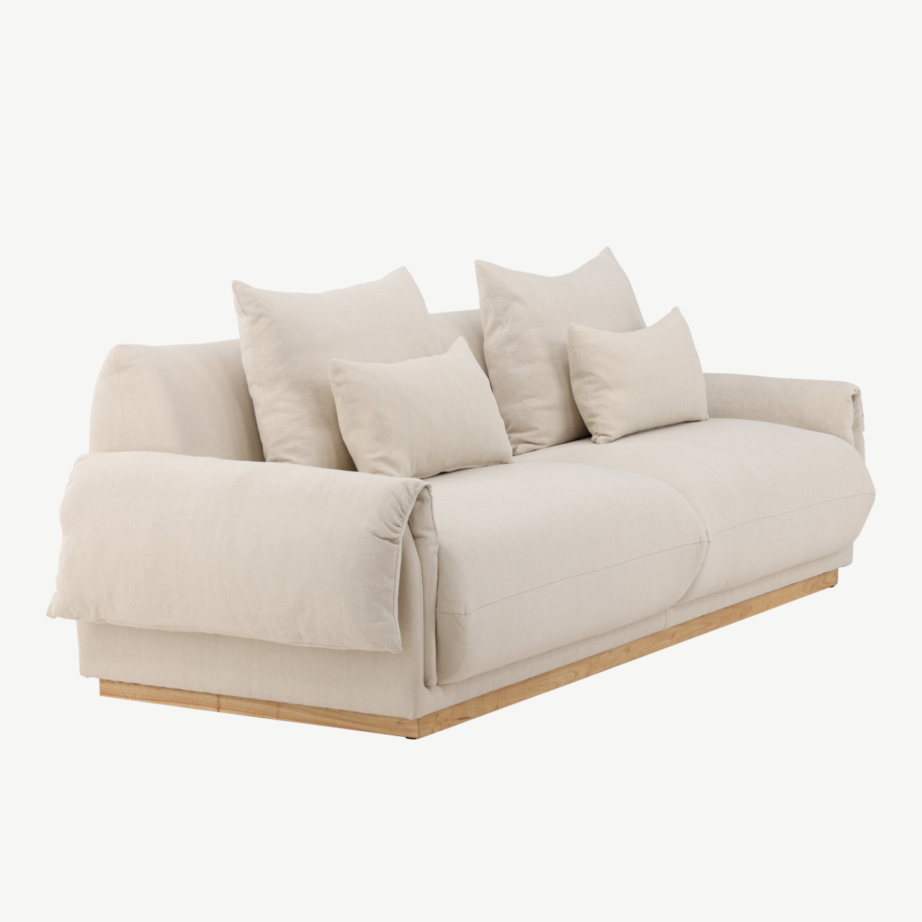 Kolmekohaline beež linasegukangaga diivan Mollösund (tammepuidust jalad), 61803-256 – 3