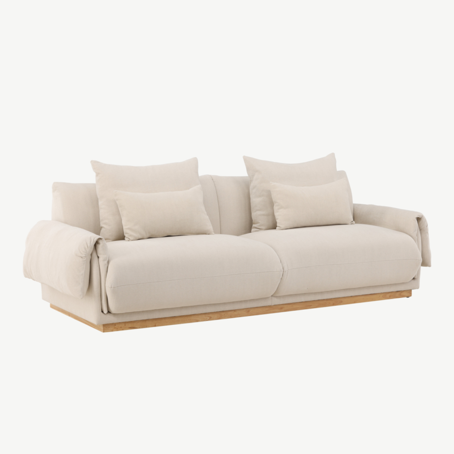 Kolmekohaline beež linasegukangaga diivan Mollösund (tammepuidust jalad), 61803-256 – 4