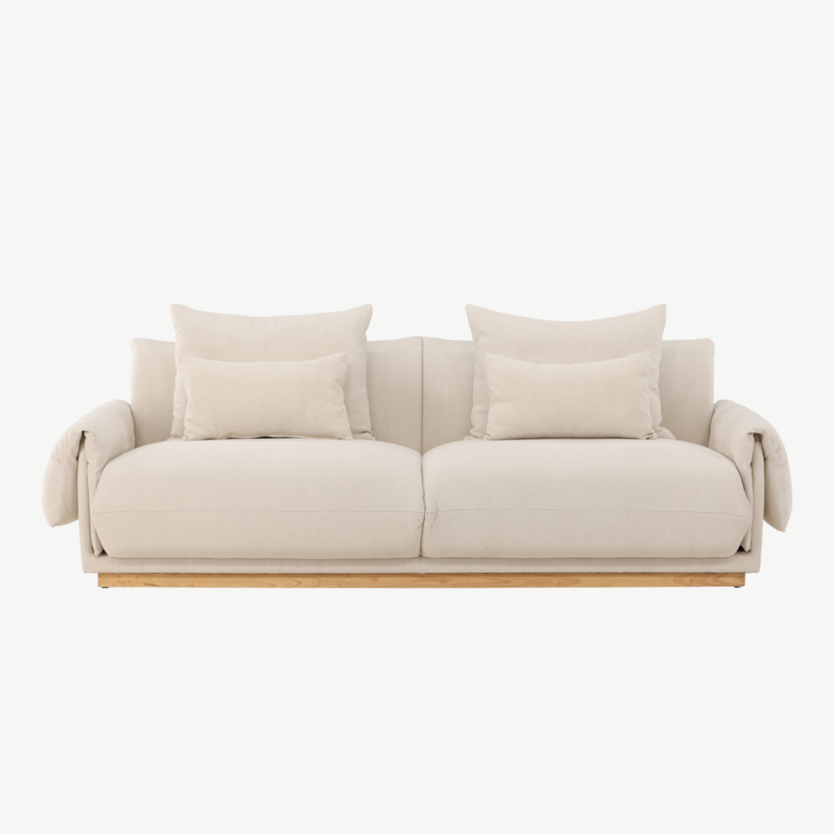 Kolmekohaline beež linasegukangaga diivan Mollösund (tammepuidust jalad), 61803-256 – 5