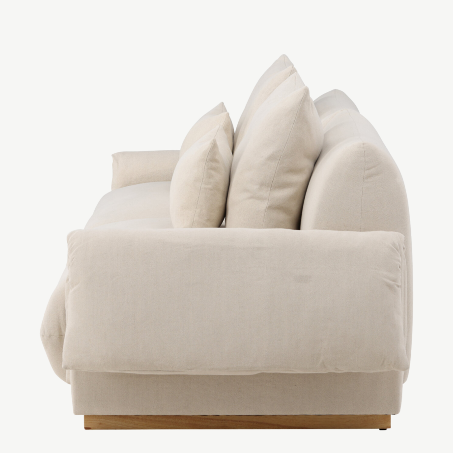 Kolmekohaline beež linasegukangaga diivan Mollösund (tammepuidust jalad), 61803-256 – 7