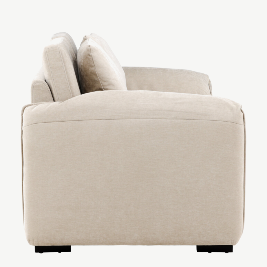 Kolmekohaline diivan Malva (beež polüester, mustad jalad), 61207-103 – 2