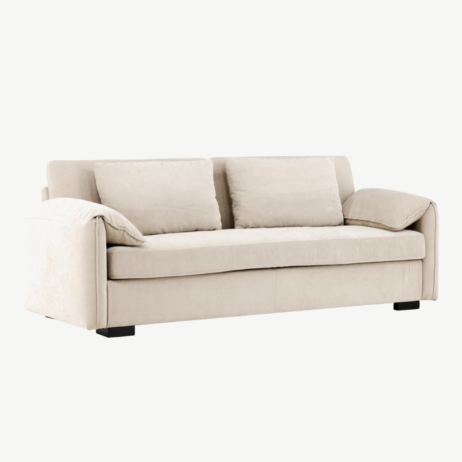 Kolmekohaline diivan Malva (beež polüester, mustad jalad), 61207-103 – 4