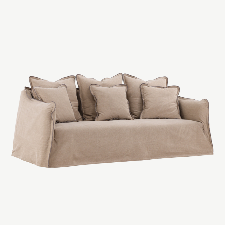 Kolmekohaline puuvillakattega diivan Oskarshamn (beežikaspruun, mustad puidust jalad), 61799-103 – 4