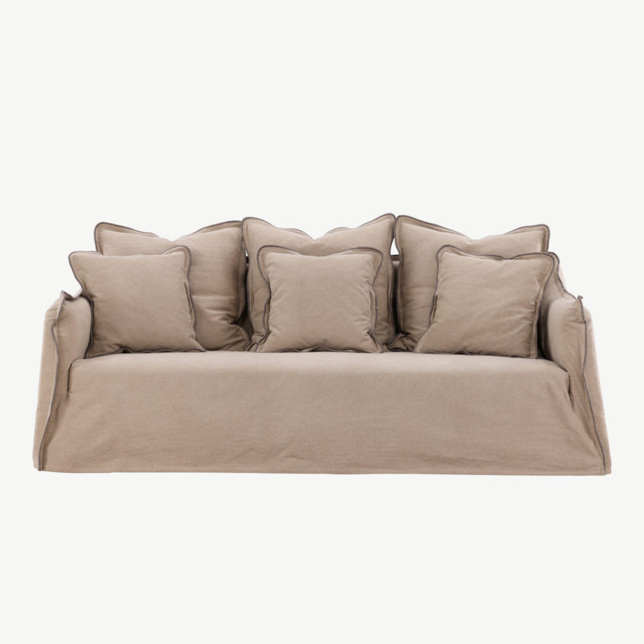 Kolmekohaline puuvillakattega diivan Oskarshamn (beežikaspruun, mustad puidust jalad), 61799-103 – 5