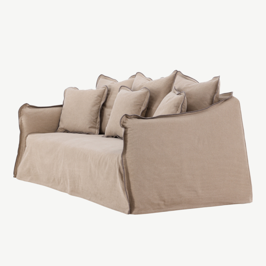 Kolmekohaline puuvillakattega diivan Oskarshamn (beežikaspruun, mustad puidust jalad), 61799-103 – 6