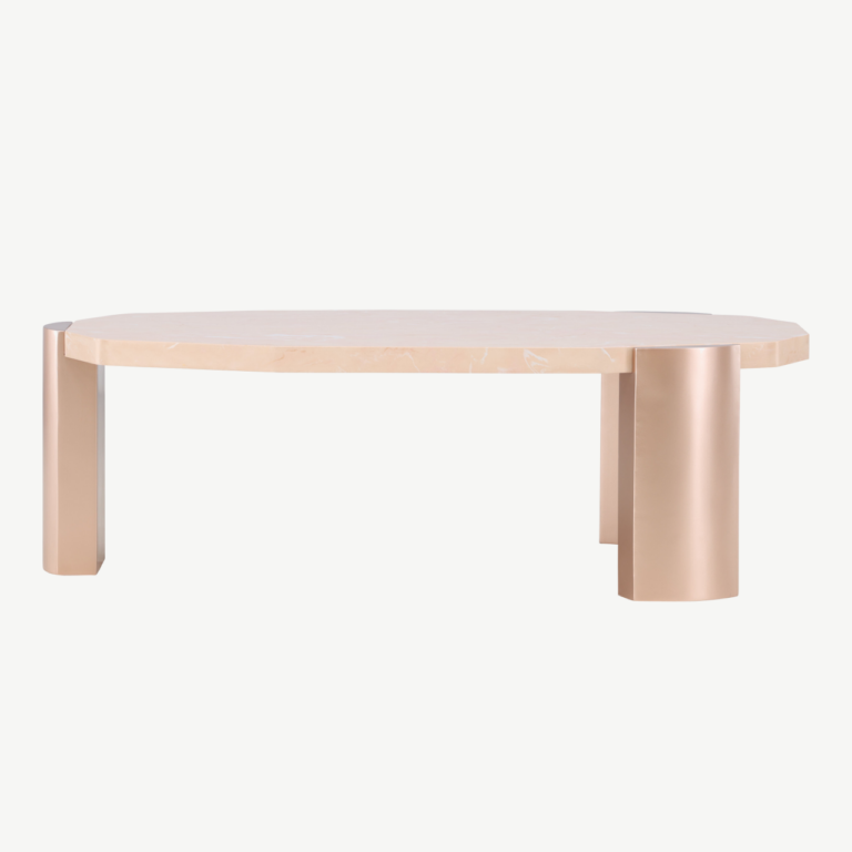 Kres abilaua ovaalne MDF laud roosa marmori imitatsiooniga, kuldsed jalad, 125x70,5 cm - 62047-114