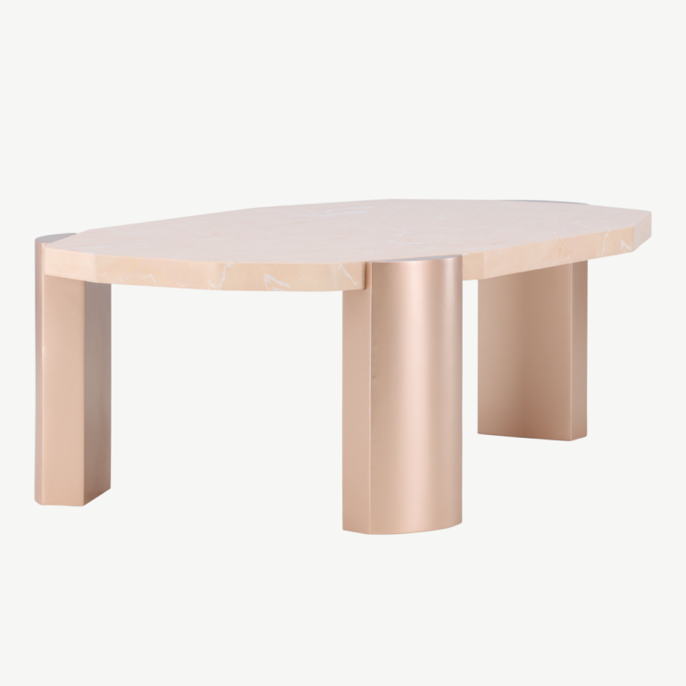 Kres abilaua ovaalne MDF laud roosa marmori imitatsiooniga, kuldsed jalad, 125x70,5 cm - 62047-114