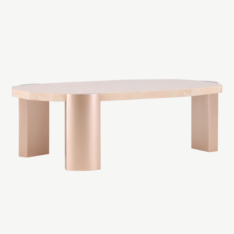 Kres abilaua ovaalne MDF laud roosa marmori imitatsiooniga, kuldsed jalad, 125x70,5 cm - 62047-114