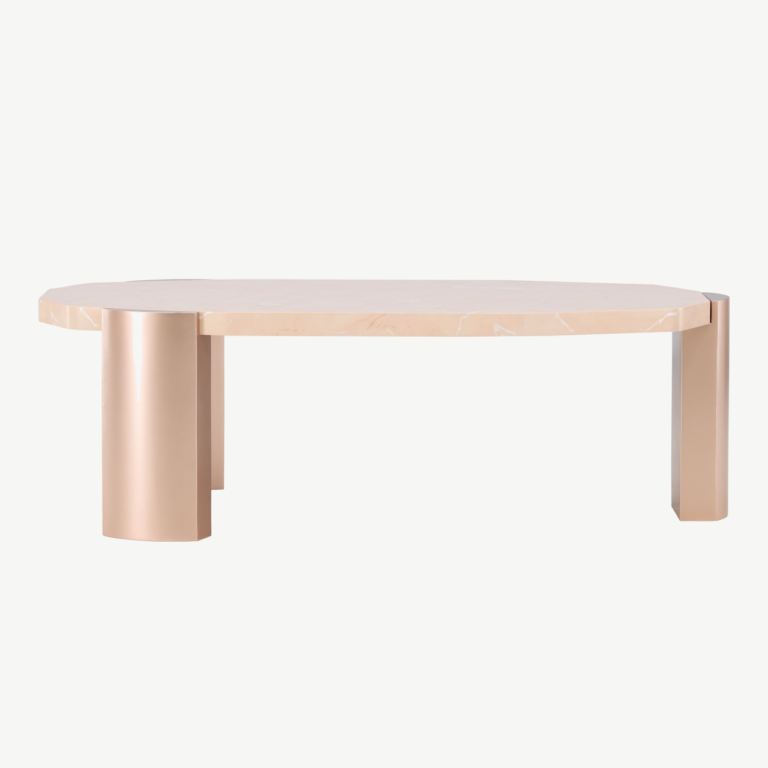 Kres abilaua ovaalne MDF laud roosa marmori imitatsiooniga, kuldsed jalad, 125x70,5 cm - 62047-114