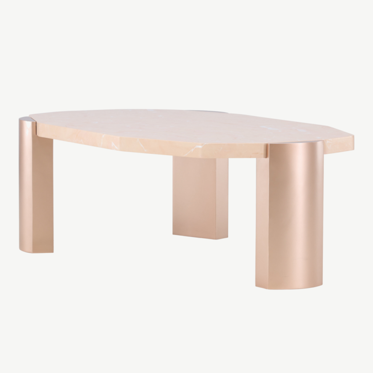 Kres abilaua ovaalne MDF laud roosa marmori imitatsiooniga, kuldsed jalad, 125x70,5 cm - 62047-114