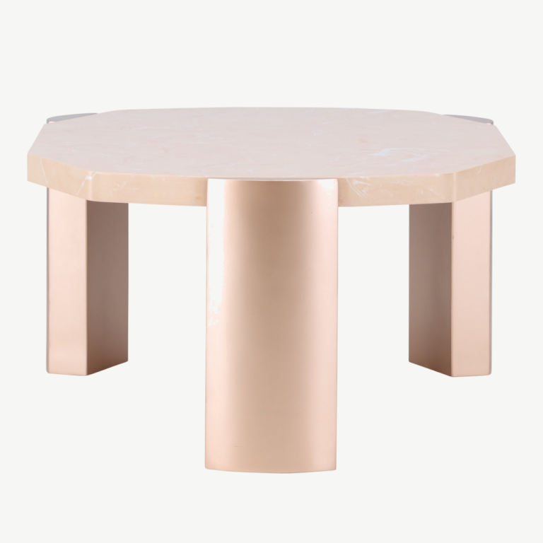 Kres abilaua ovaalne MDF laud roosa marmori imitatsiooniga, kuldsed jalad, 125x70,5 cm - 62047-114