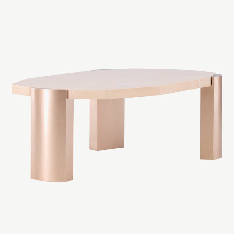 Kres abilaua ovaalne MDF laud roosa marmori imitatsiooniga, kuldsed jalad, 125x70,5 cm - 62047-114