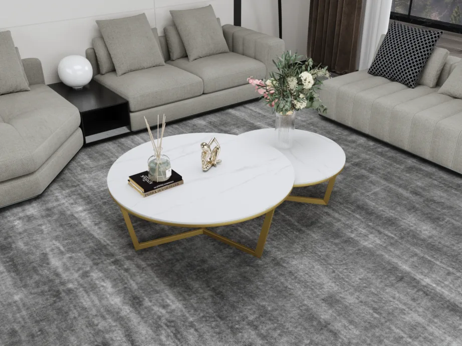 Kuldsete jalgadega kohvilaudade komplekt Modig M67, metallist – 9