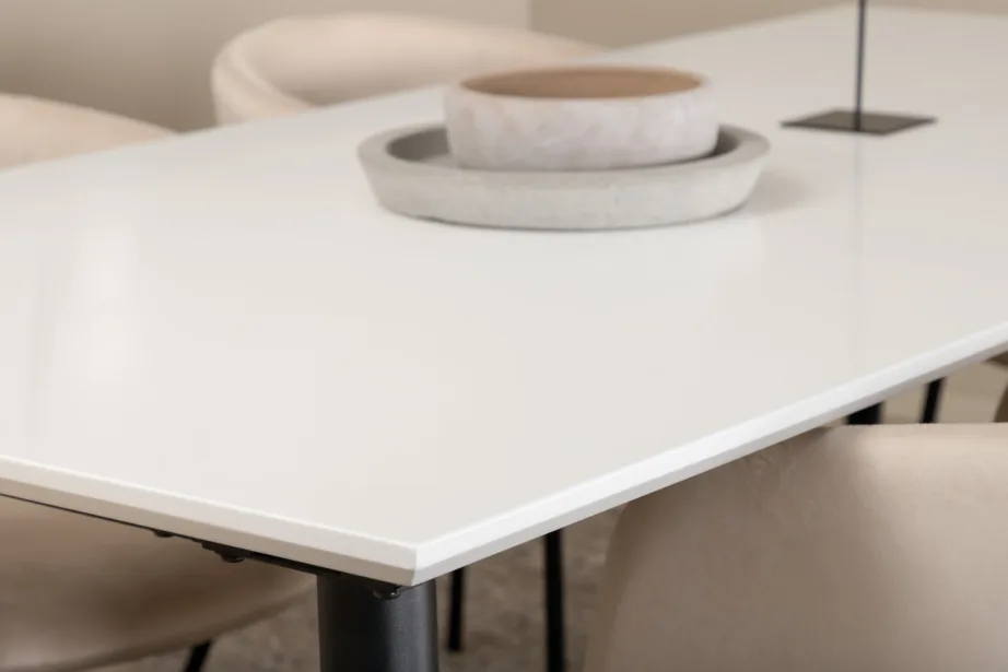 Laiendatav söögilaud Jimmy ja 6 beeži velvetkattega tooli, GR22291 – 8