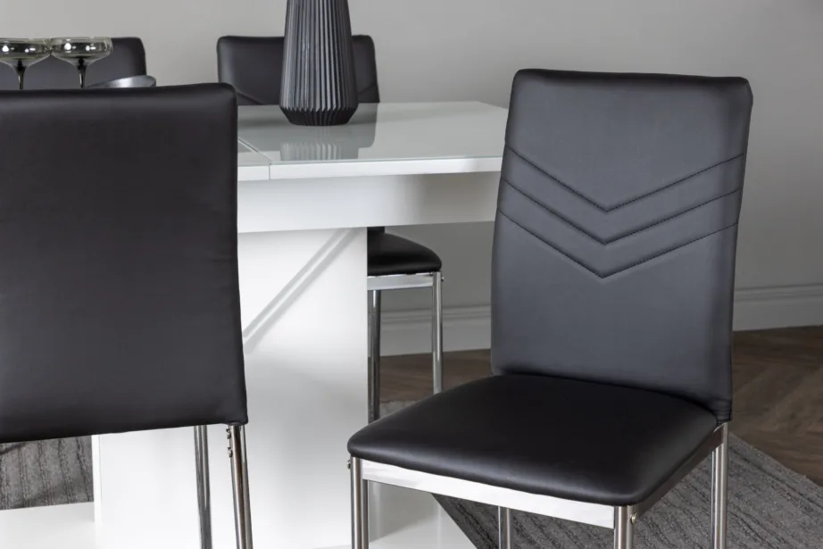 Laiendatav söögilaud Pluto valge klaaspinnaga ja must Lily tool, GR23598 – 6