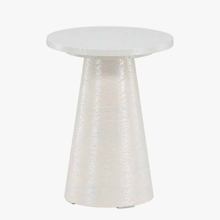 Läikiv valge ümmargune abilauake Lanzo (MDF, ø35×45 cm), 62042-888 – 2