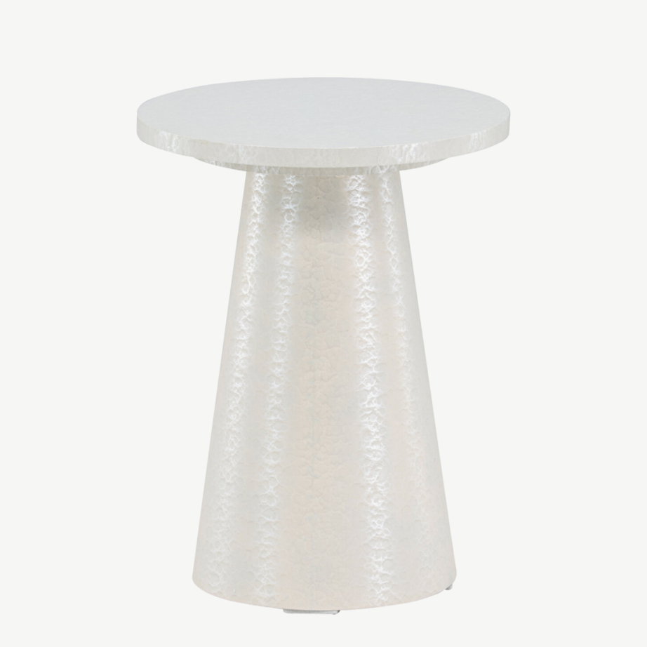 Läikiv valge ümmargune abilauake Lanzo (MDF, ø35×45 cm), 62042-888