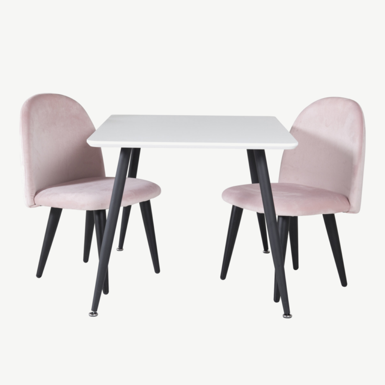 Laste söögikomplekt Polar – valge MDF laud ja roosad velvetist toolid - GR24156