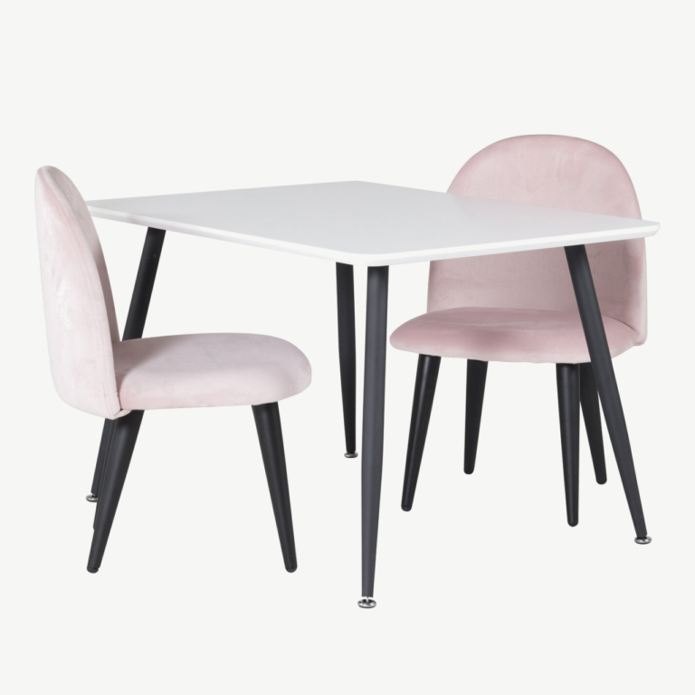 Laste söögikomplekt Polar – valge MDF laud ja roosad velvetist toolid - GR24156