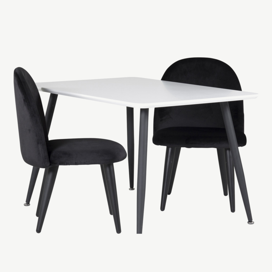 Lastemööbli söögilaud Polar ja sametist toolid (valge, must), GR24154 – 2