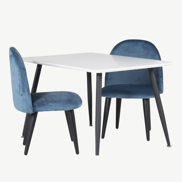 Lastesöögigrupi komplekt Polar (valge laud, sinised sametist toolid) - GR24155