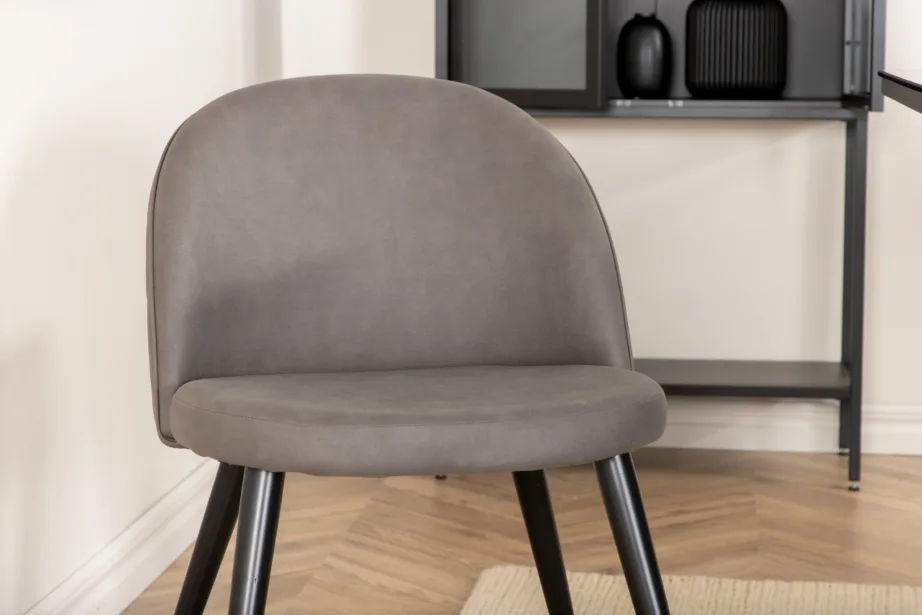 Leif söögilaud musta klaasplaadi ja 6 halli sametist tooliga, GR22142 – 8