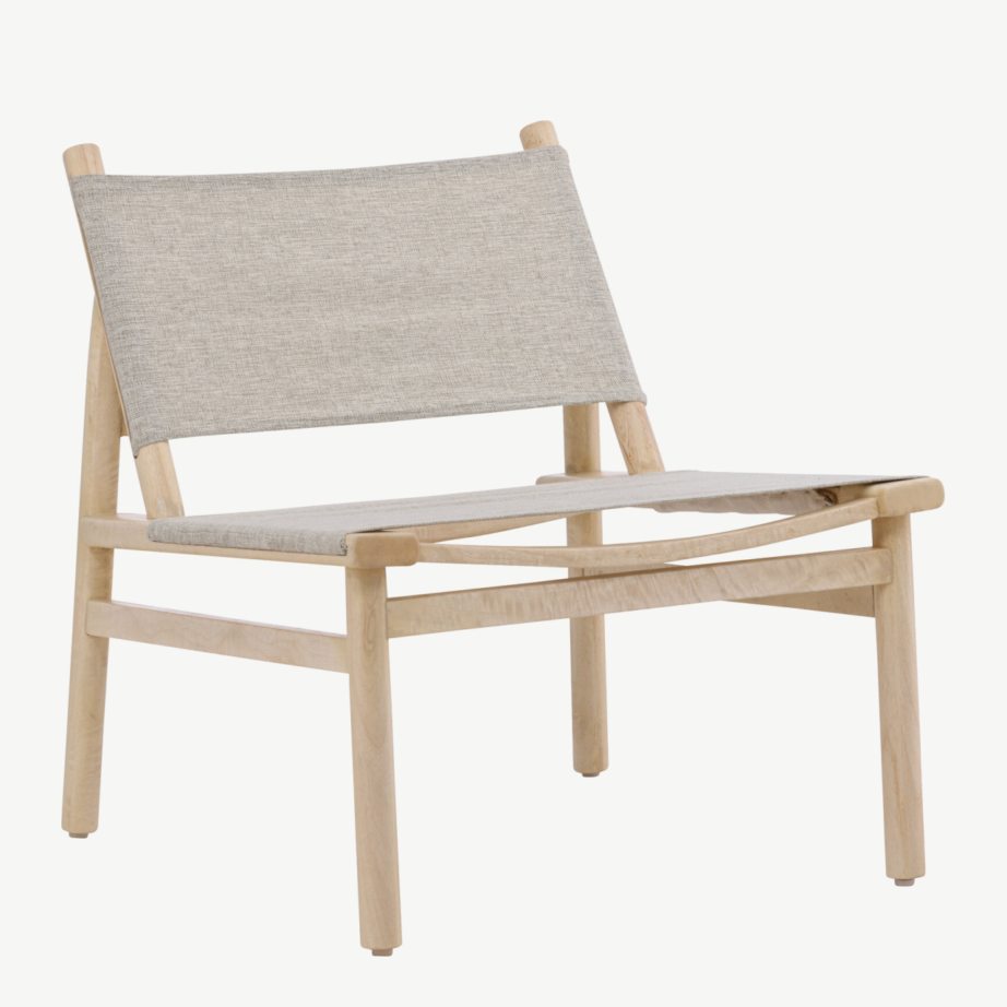 Looduslikust mangopuust ja halli polüesterkattega lounge-tugitool Millo, 62101-107 – 3