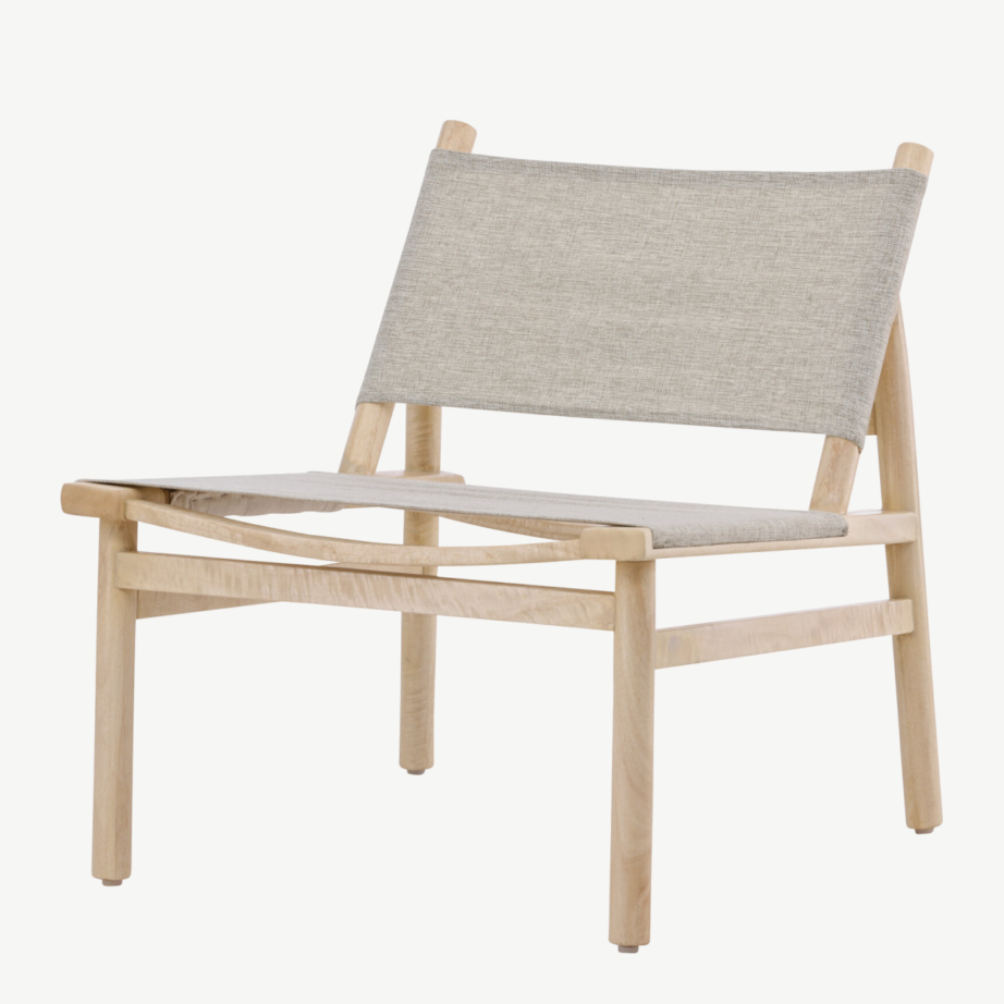 Looduslikust mangopuust ja halli polüesterkattega lounge-tugitool Millo, 62101-107 – 5