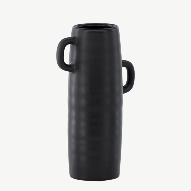 Matt must kivikeraamika vaas Cent (26 cm, kahe sangaga) - 58154-100