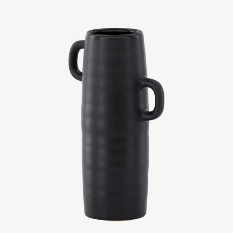 Matt must kivikeraamika vaas Cent (26 cm, kahe sangaga) - 58154-100
