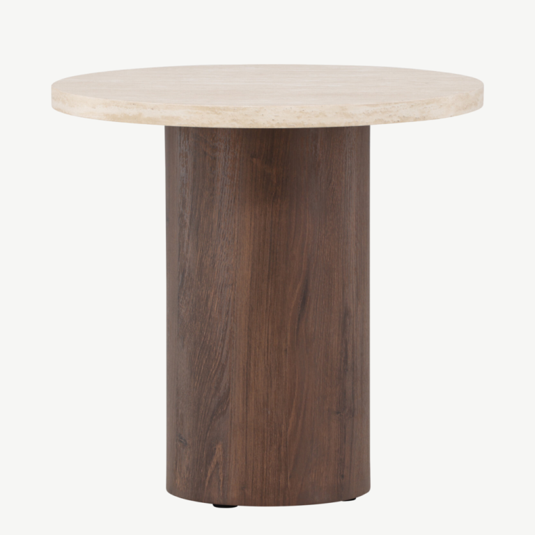 Megg ümmargune diivanilaud (beež lauaplaat, mokka jalg, ø50 cm) - 62063-199