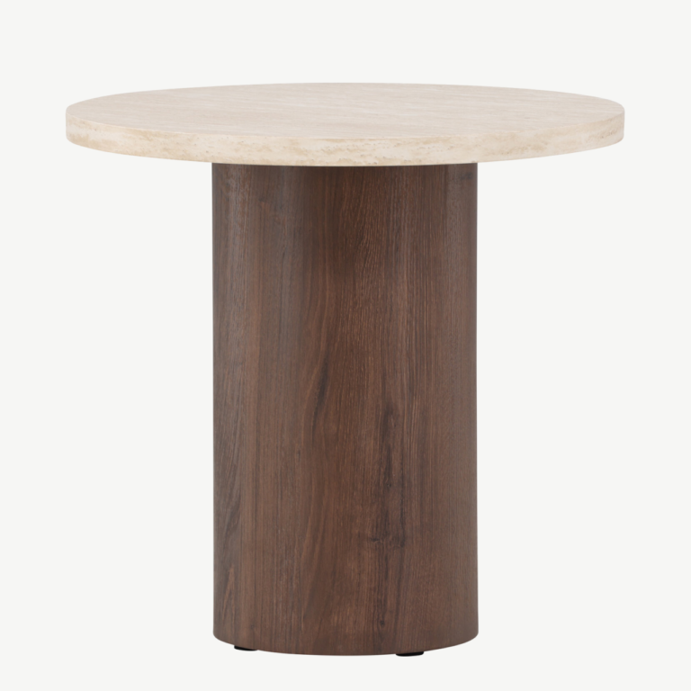 Megg ümmargune diivanilaud (beež lauaplaat, mokka jalg, ø50 cm) - 62063-199