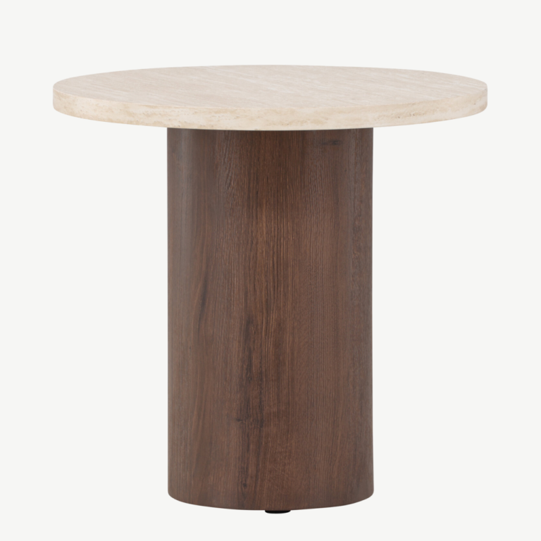 Megg ümmargune diivanilaud (beež lauaplaat, mokka jalg, ø50 cm) - 62063-199
