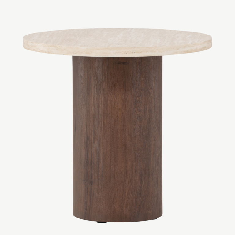 Megg ümmargune diivanilaud (beež lauaplaat, mokka jalg, ø50 cm) - 62063-199