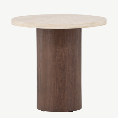 Megg ümmargune diivanilaud (beež lauaplaat, mokka jalg, ø50 cm) - 62063-199