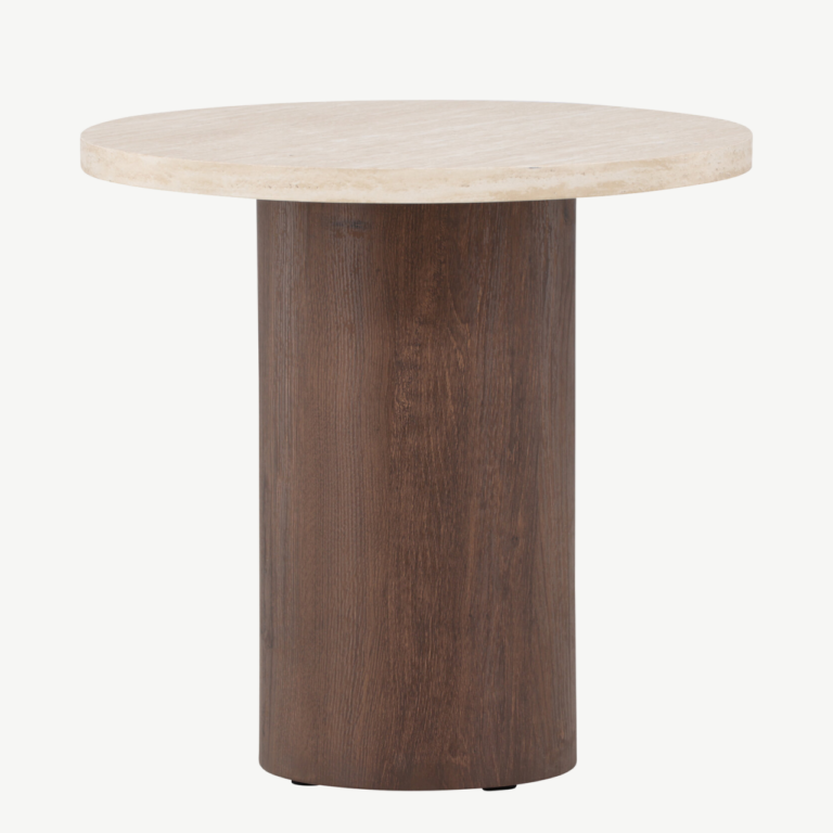 Megg ümmargune diivanilaud (beež lauaplaat, mokka jalg, ø50 cm) - 62063-199