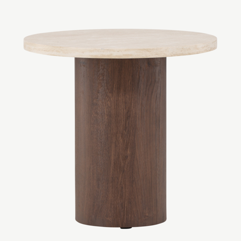 Megg ümmargune diivanilaud (beež lauaplaat, mokka jalg, ø50 cm) - 62063-199