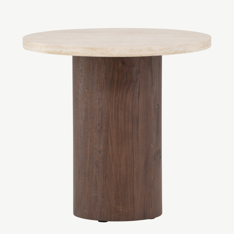 Megg ümmargune diivanilaud (beež lauaplaat, mokka jalg, ø50 cm) - 62063-199