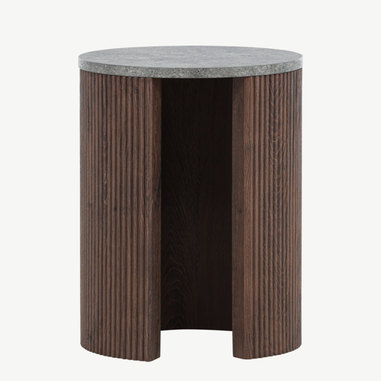 Mocha toonis MDF abilaud Bristol (ø40x52 cm, marmorimustriline pealisplaat) - 62054-125