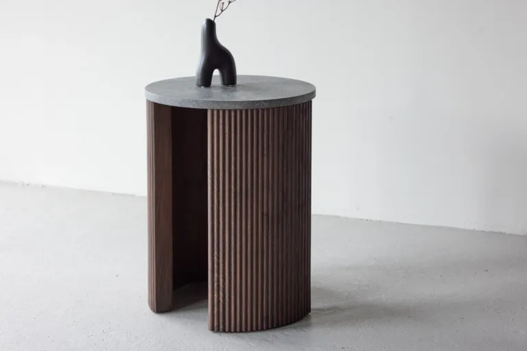 Mocha toonis MDF abilaud Bristol (ø40x52 cm, marmorimustriline pealisplaat) - 62054-125