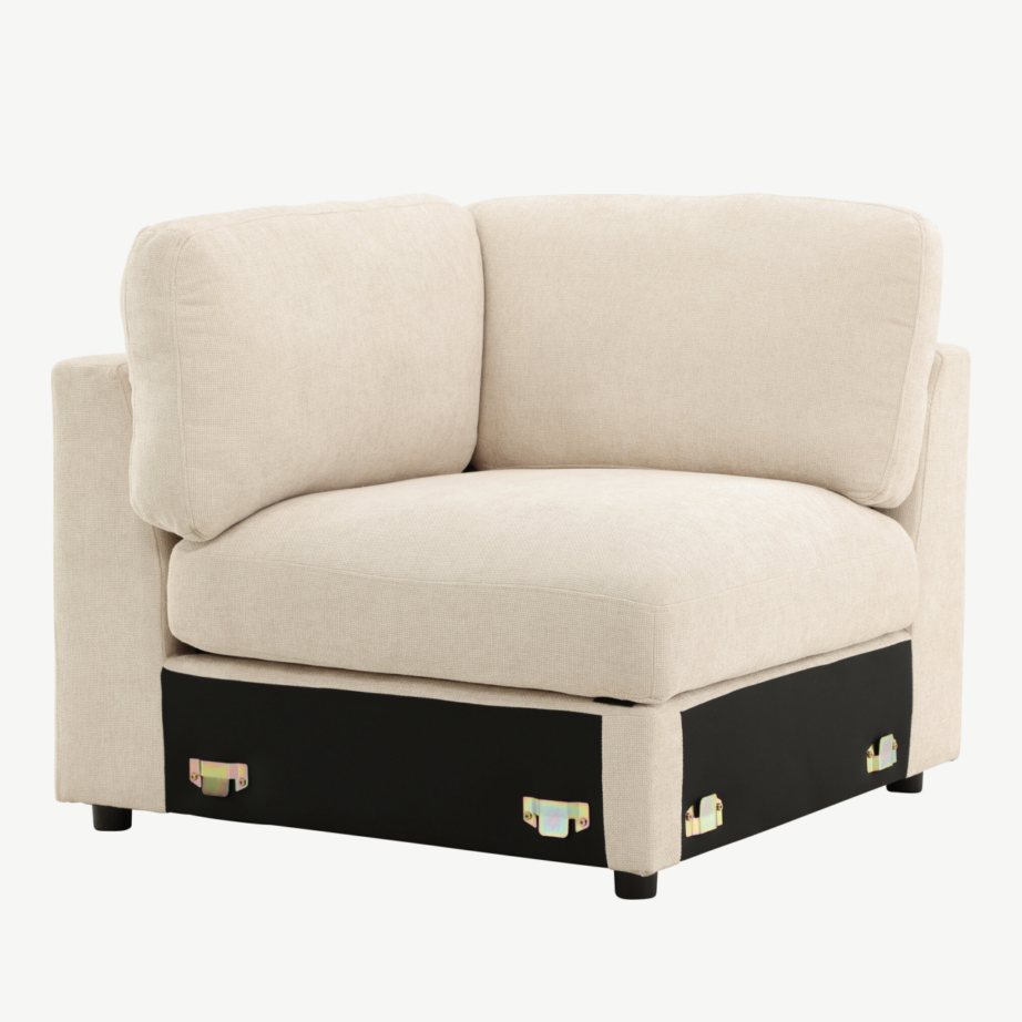 Mooduldiivani nurgamoodul Salerno (beež polüester, mustad jalad), 62004-102 – 3