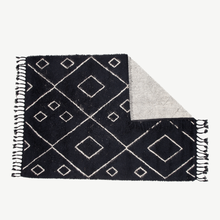 Must-valge geomeetrilise mustriga villavaip David 230x160 cm - 16095-108