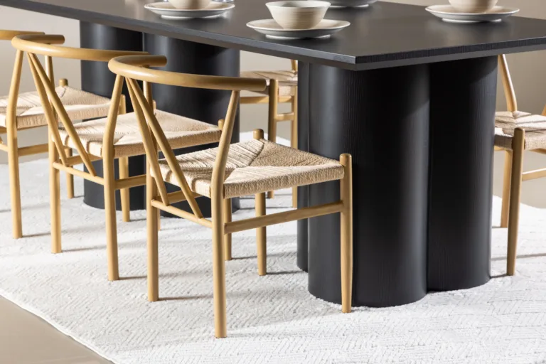 Must MDF söögilaud Olivia ja 6 rotangist tooli Alfons komplekt - GR24584
