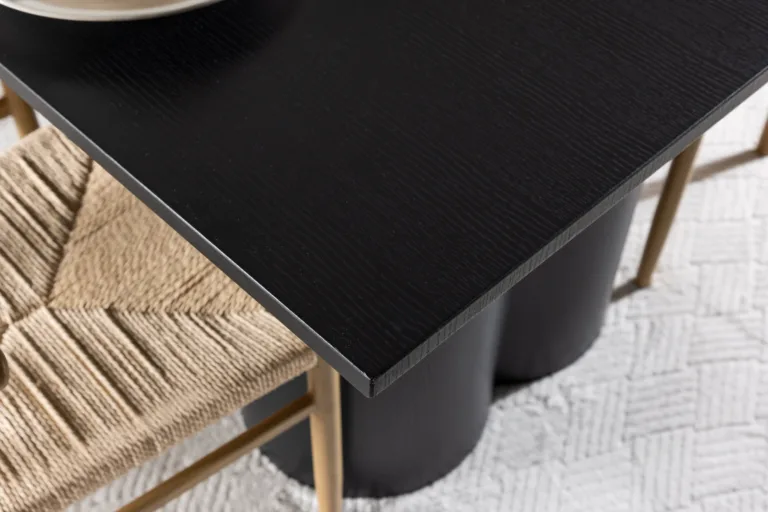 Must MDF söögilaud Olivia ja 6 rotangist tooli Alfons komplekt - GR24584