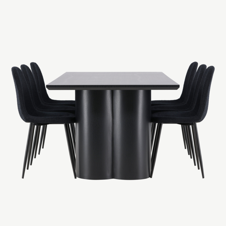 Must MDF söögilaud Olivia ja Polar buklee toolid (komplekt) - GR24586