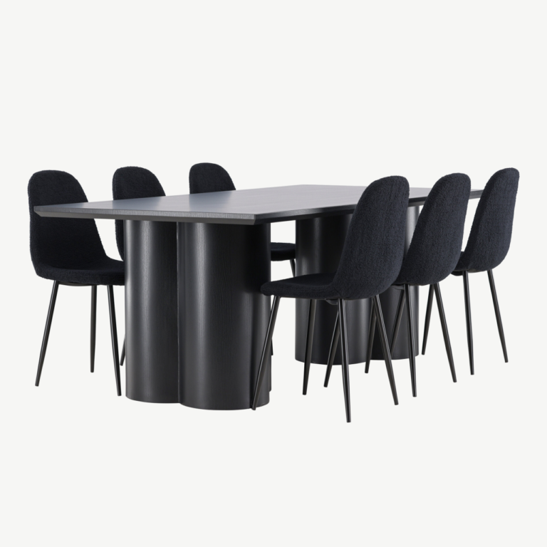 Must MDF söögilaud Olivia ja Polar buklee toolid (komplekt) - GR24586