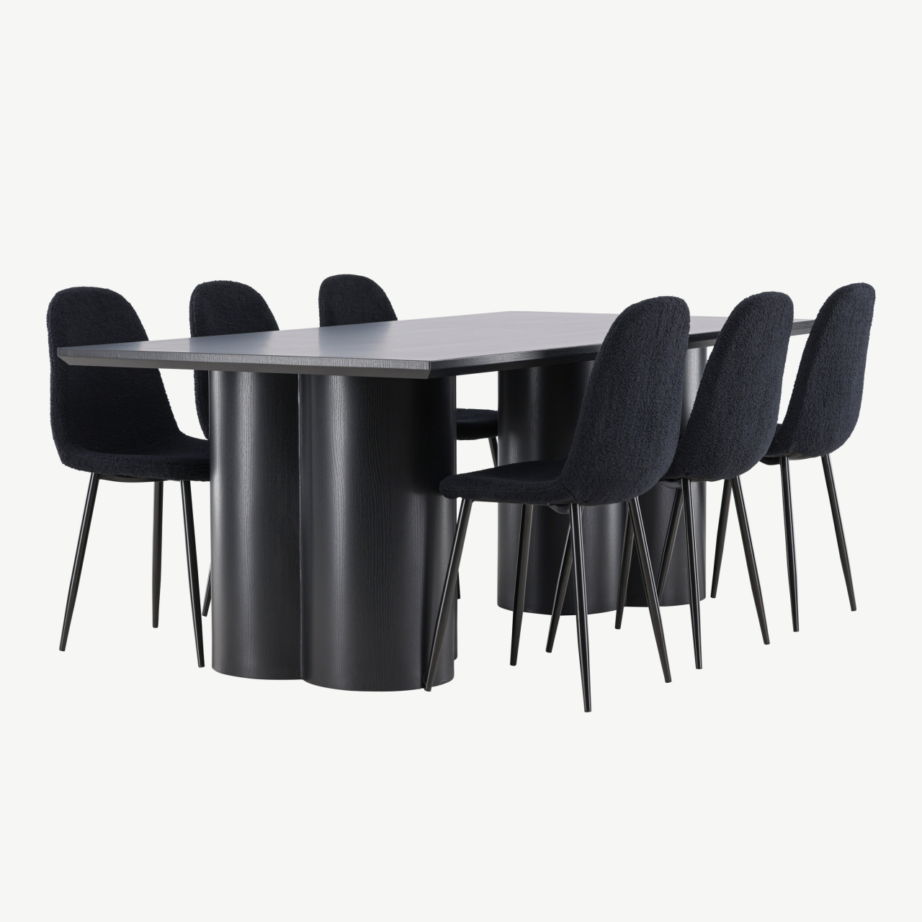 Must MDF söögilaud Olivia ja Polar buklee toolid (komplekt), GR24586 - 3