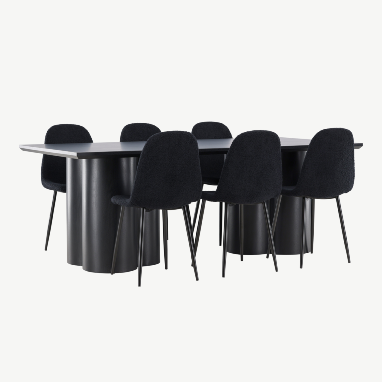 Must MDF söögilaud Olivia ja Polar buklee toolid (komplekt) - GR24586