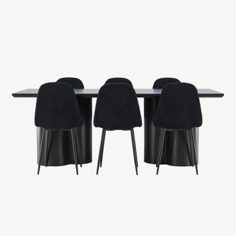 Must MDF söögilaud Olivia ja Polar buklee toolid (komplekt) - GR24586